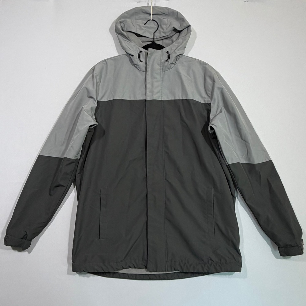 Magellan Outdoors Jacket Mens M Gray Fleece Lined Hooded Rain Gorpcore Wind